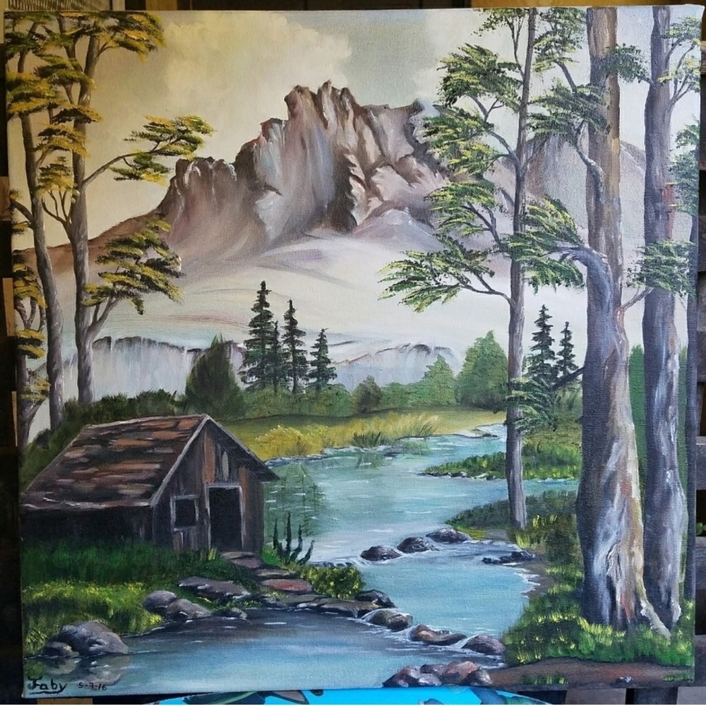 Tranquil Mountain Stream Canvas Art